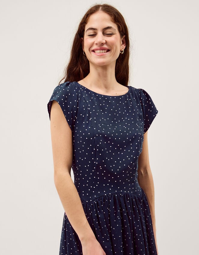 Caitie Polka Dot Maxi Dress, Blue (NAVY), large
