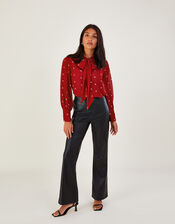 Kate Star Pussybow Blouse in Recycled Polyester, Red (RED), large