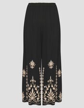 Saffron Embroidered Wide Leg Trousers, Black (BLACK), large
