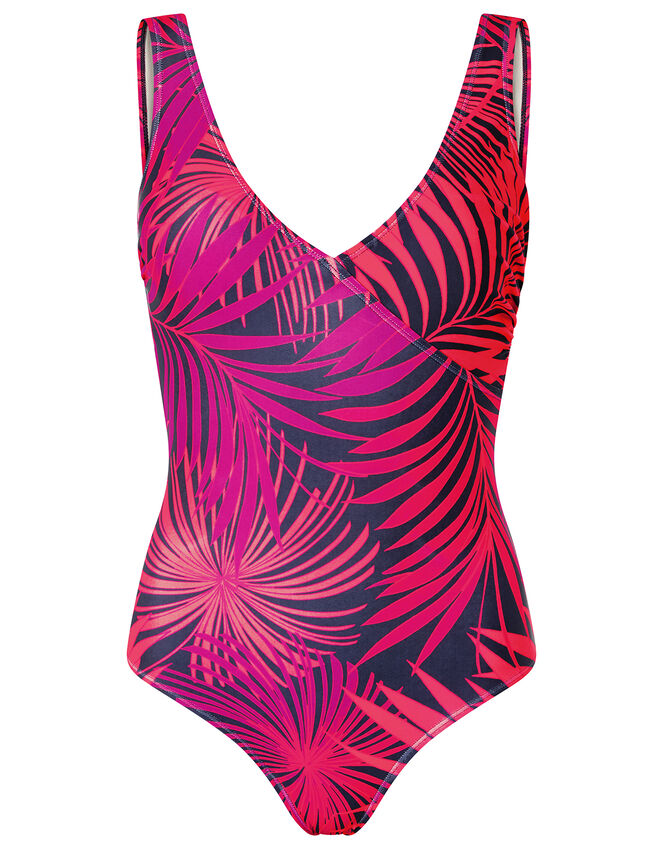 Akela Palm Print Swimsuit, Blue (NAVY), large