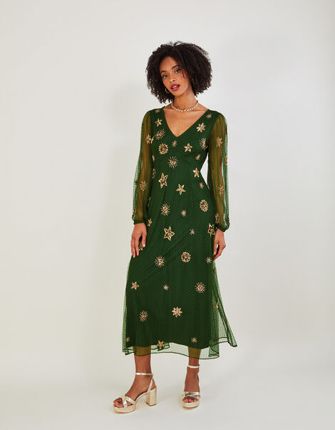 Vanessa Star Sequin Midi Dress Green, Green (GREEN), large