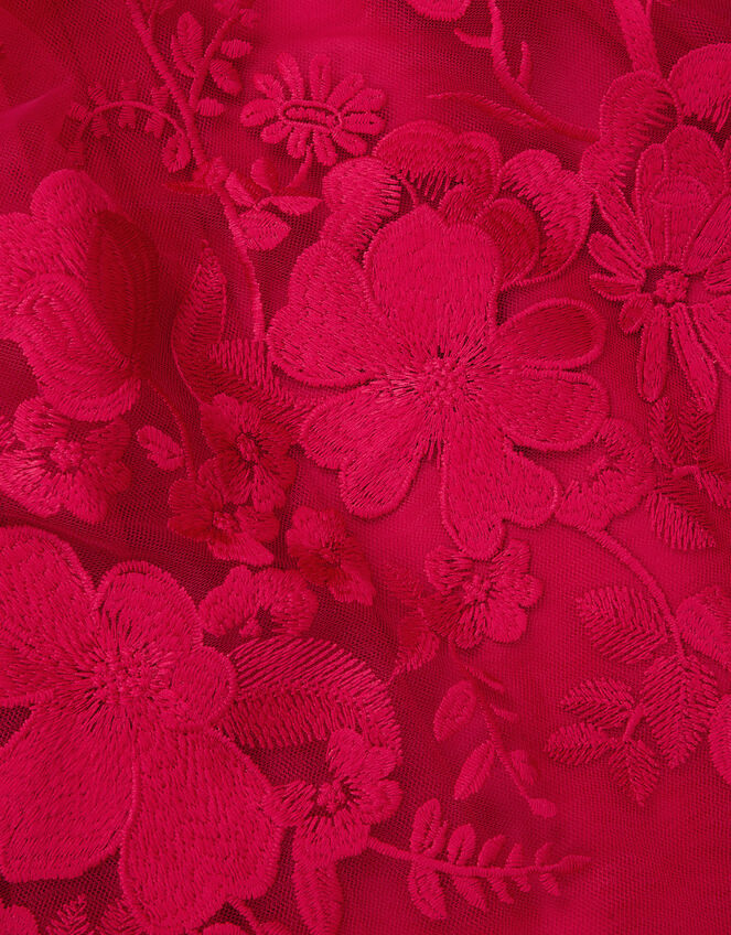 Alicia Embroidered Tulle Party Dress, Red (RED), large