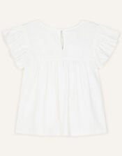 Lace Flower Jersey Top, Ivory (IVORY), large