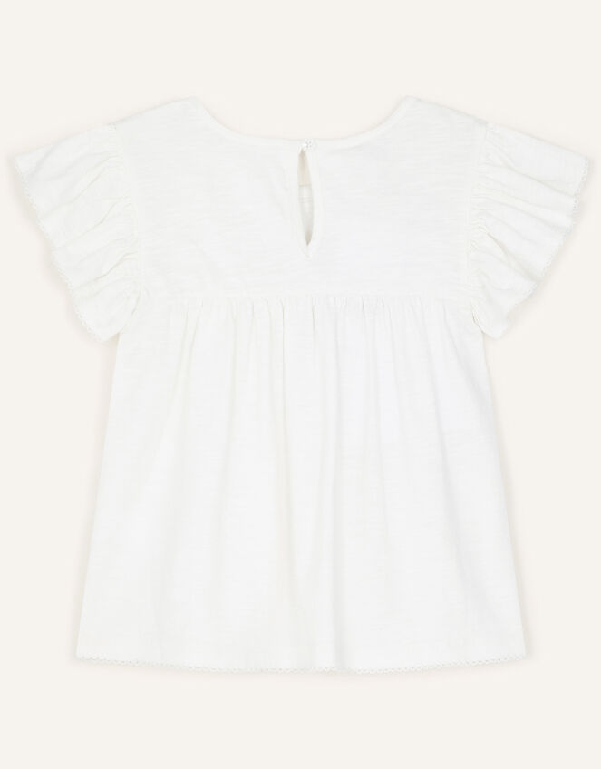 Lace Flower Jersey Top, Ivory (IVORY), large