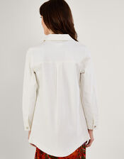 Mindy Longline Denim Jacket, Natural (ECRU), large