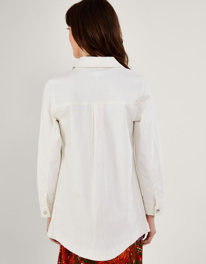 Mindy Longline Denim Jacket, Natural (ECRU), large