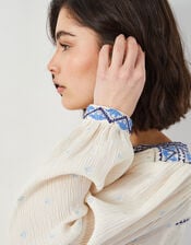 East Aria Embroidered Crinkle Blouse, Ivory (IVORY), large