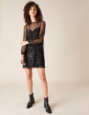 Stefania Embellished Star Tunic Dress, Black (BLACK), large