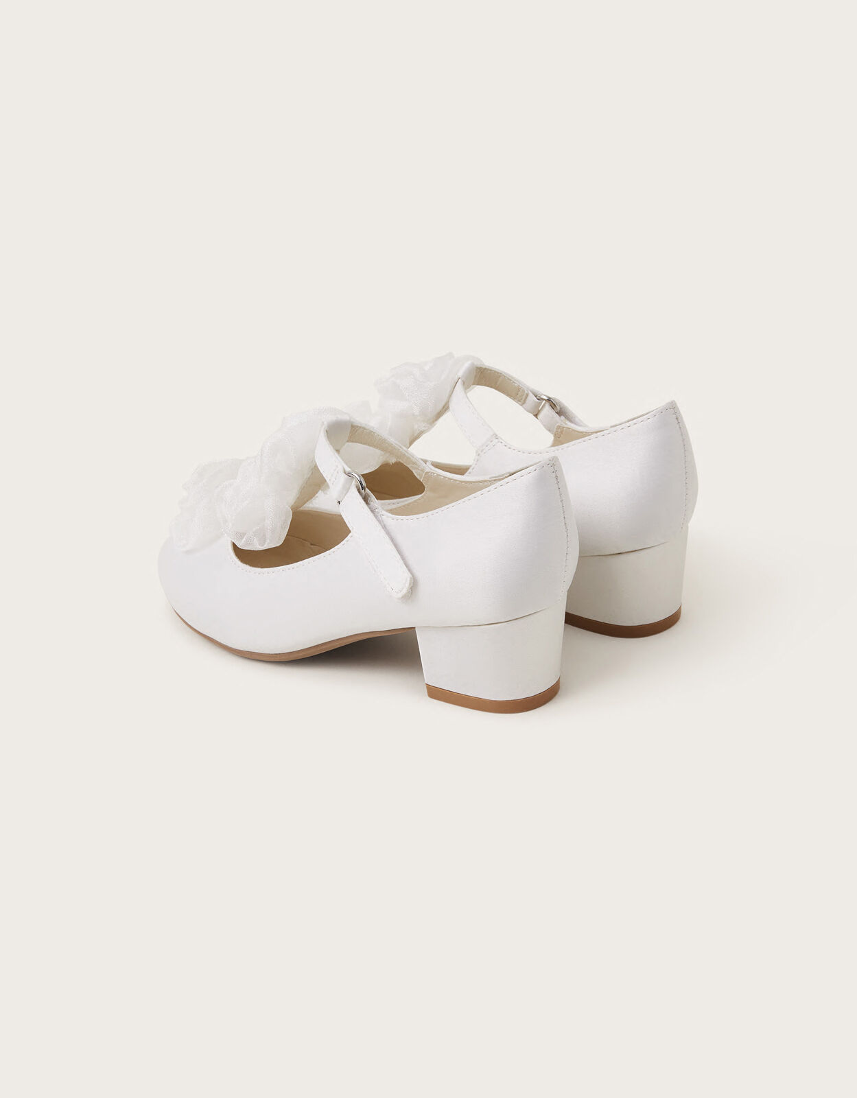 Rosette Organza Flower Heels Ivory