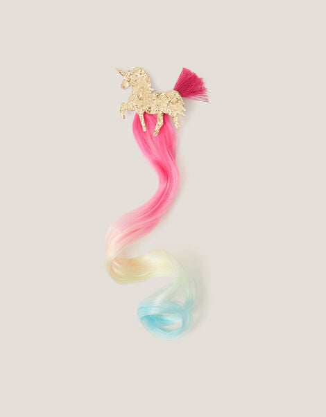 Rainbow Unicorn Faux Hair Clip, , large