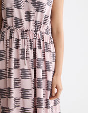 Scotch & Soda Sleeveless Feather Print Midi Dress, Pink (PINK), large
