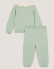 Baby Cable Knit Jumper & Joggers Set, Green (GREEN), large