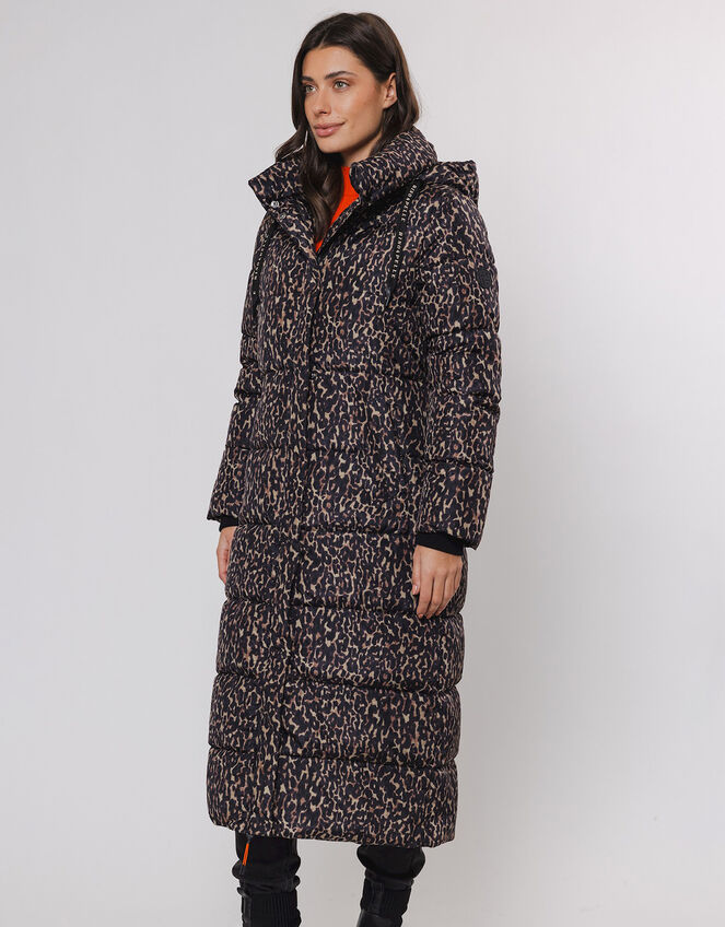 Rino and Pelle Leopard Print Coat, Brown (BROWN), large