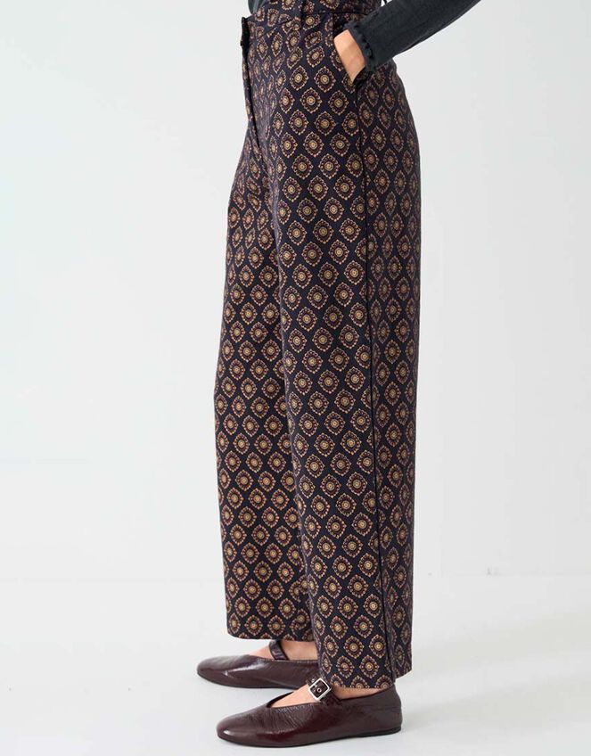 East Pheba Print Cotton Twill Trousers, Multi (DARKS MULTI), large
