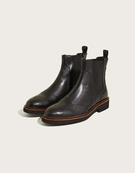 Sloane Brogue Leather Boots Black, Black (BLACK), large
