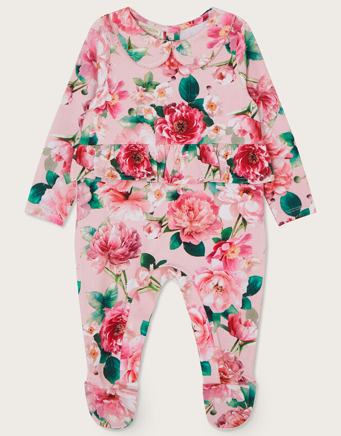 Newborn Sleepsuit Bloom Print , Pink (PINK), large