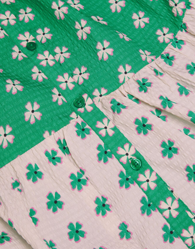 Floral Colourblock Swing Dress, Green (GREEN), large