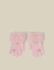 Glam Faux Fur Cuff Gloves, Pink (PINK), large