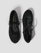 Vela Embroidered Mesh Ballet Flats, Black (BLACK), large