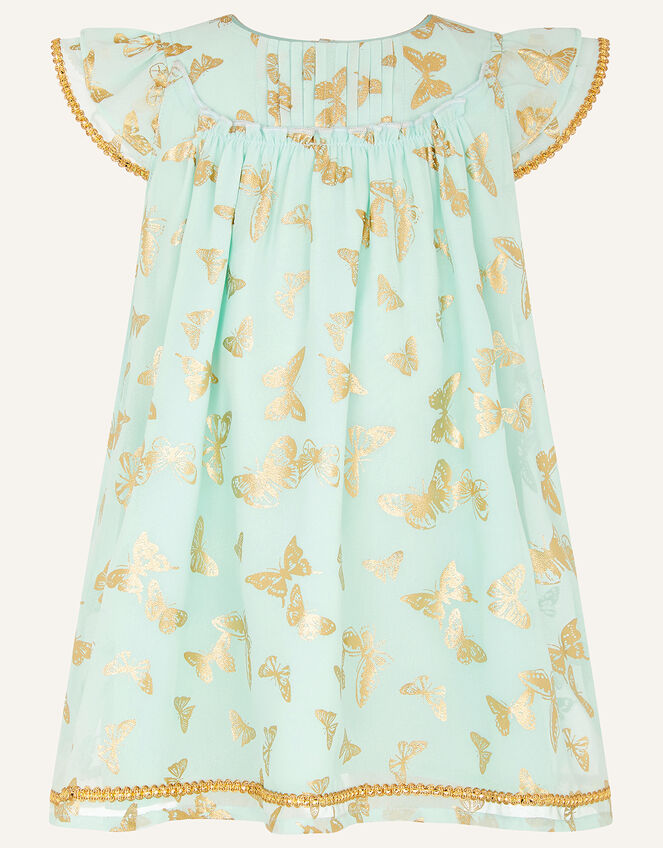Baby Foil Butterfly Print Dress, Green (GREEN), large