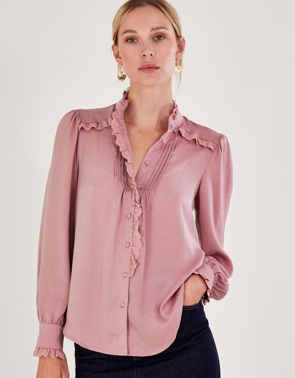 Perry Pintuck Blouse, Pink (BLUSH), large