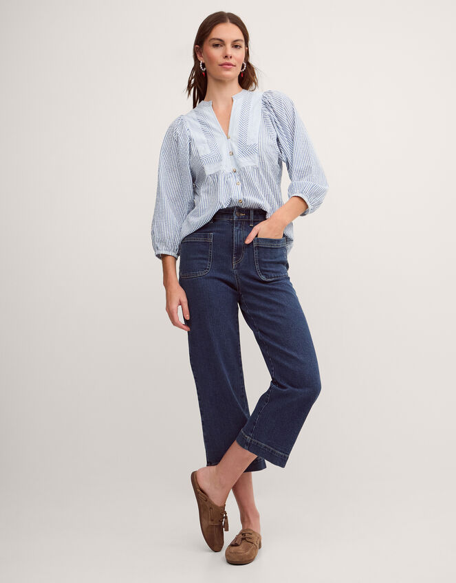 Callie Stripe Blouse, Blue (BLUE), large