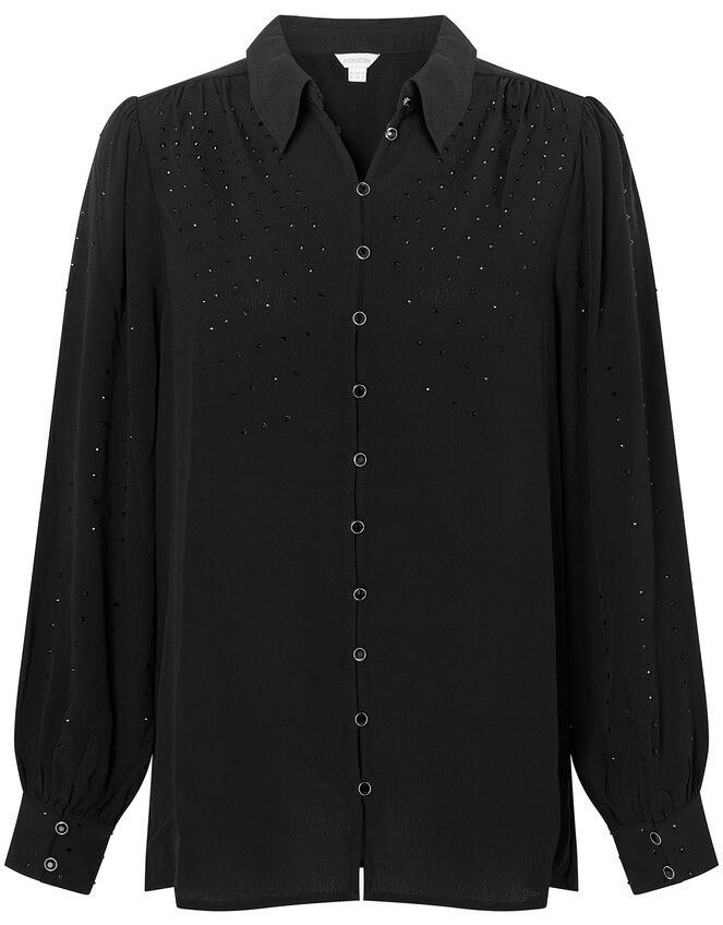 Heat-Seal Gem Shirt with LENZING™ ECOVERO™, Black (BLACK), large