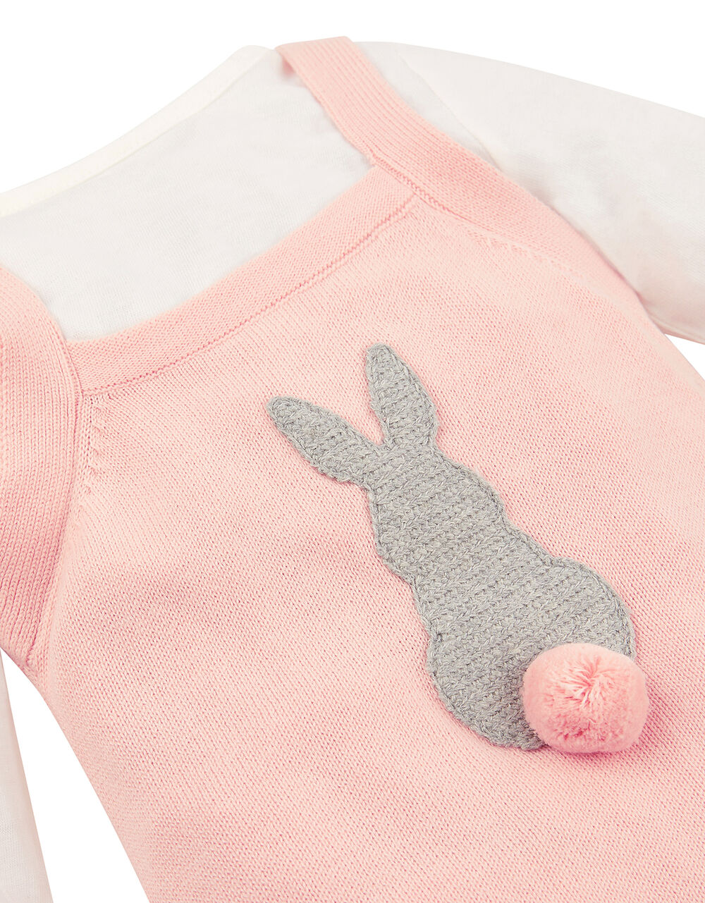 Newborn Baby Bunny Knit Dungarees Set Pink Newborn Babygrows