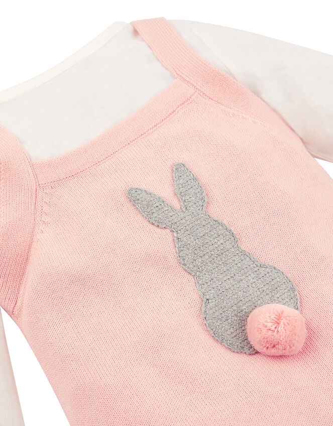 Newborn Baby Bunny Knit Dungarees Set, Pink (PINK), large