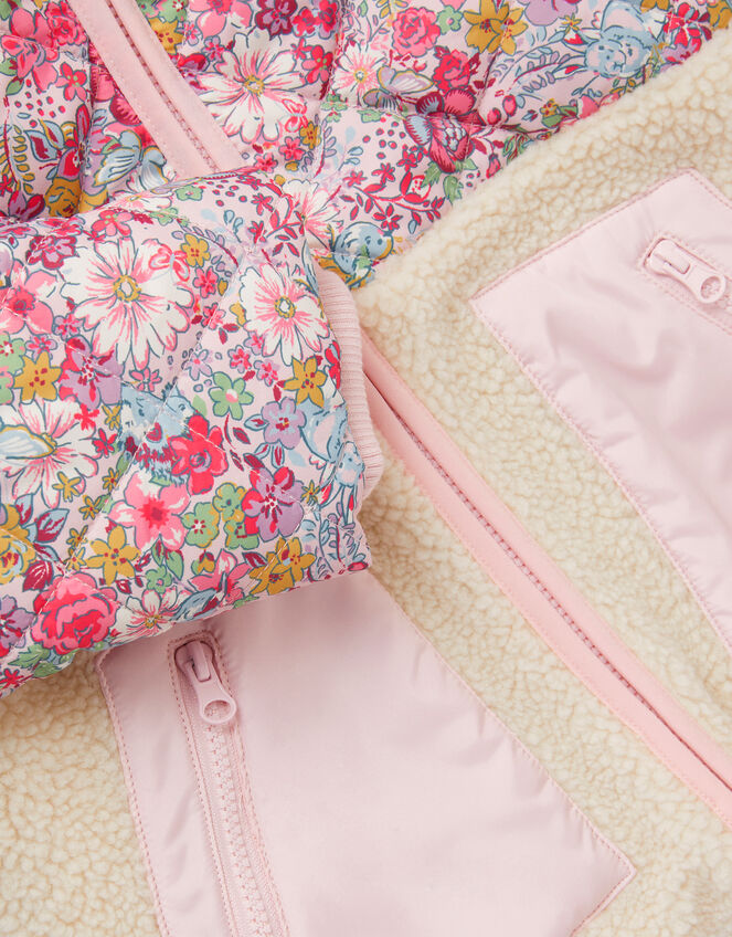 Floral Borg Hooded Jacket, Pink (PINK), large