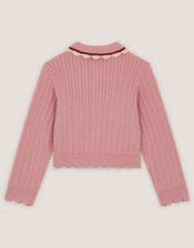 Embellished Cable Knit Cardigan, Pink (PINK), large