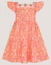 Embroidered Shell Print Dress, Pink (PINK), large