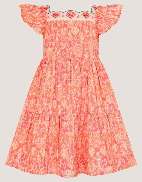 Embroidered Shell Print Dress, Pink (PINK), large