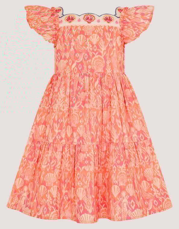 Embroidered Shell Print Dress, Pink (PINK), large