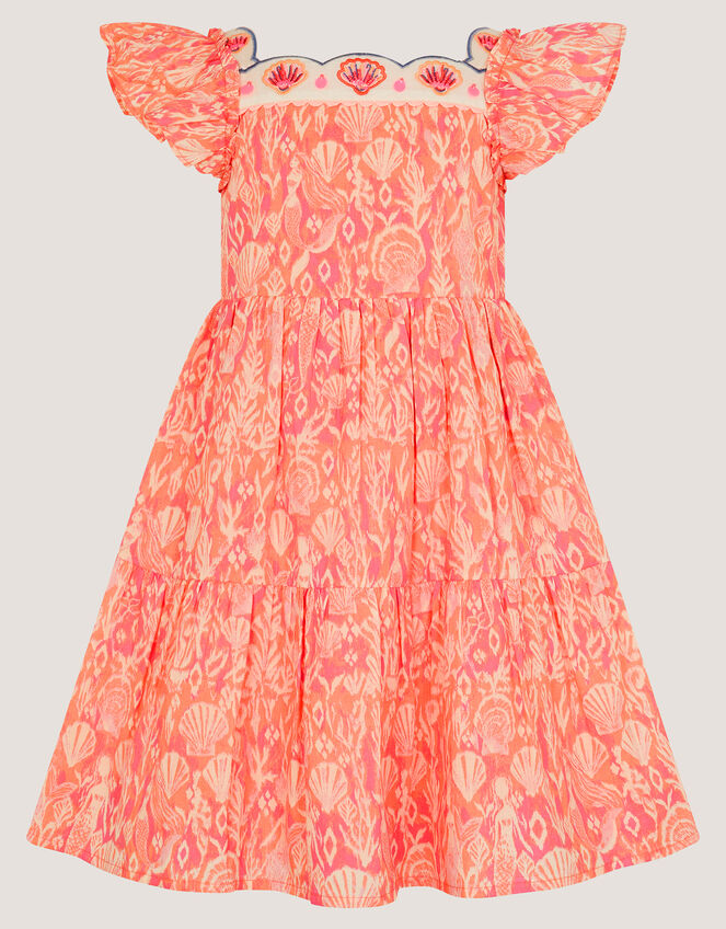 Embroidered Shell Print Dress, Pink (PINK), large