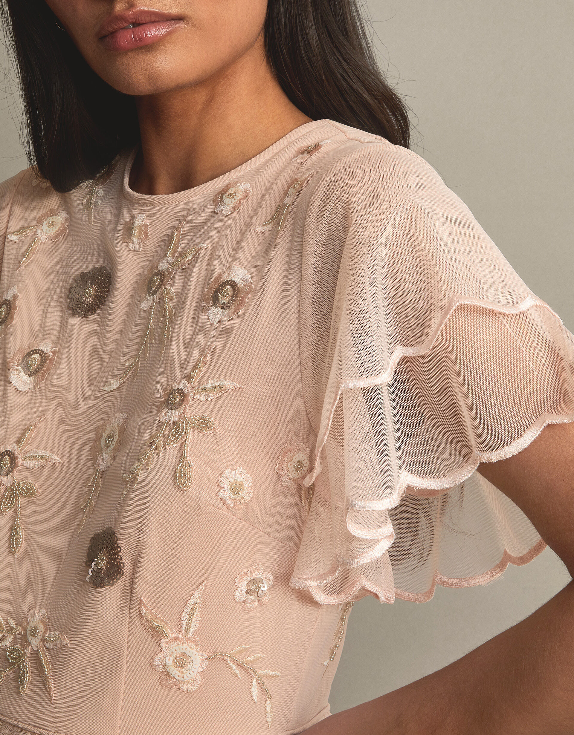 Catherine Embellished Maxi Dress with Recycled Polyester Pink