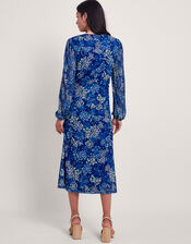 Micola Print Mesh Dress, Blue (BLUE), large