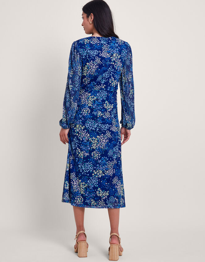 Micola Print Mesh Dress, Blue (BLUE), large
