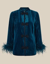 Quinn Frogging Feather Velvet Jacket, Teal (TEAL), large