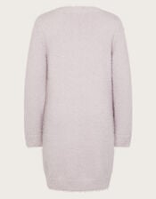 Unicorn Fluffy Knit Jumper Dress, Purple (LILAC), large