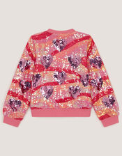 Sequin Heart Bomber Jacket, Pink (PINK), large