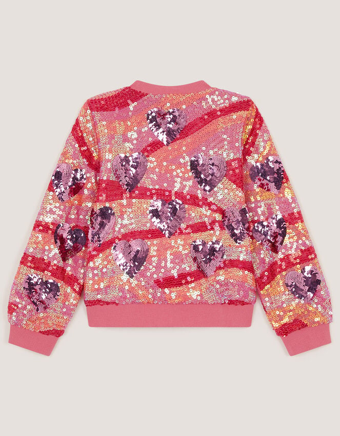 Sequin Heart Bomber Jacket, Pink (PINK), large
