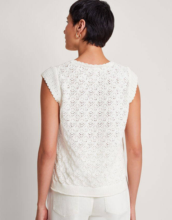 Sofia Stitch Knitted Vest, Ivory (IVORY), large