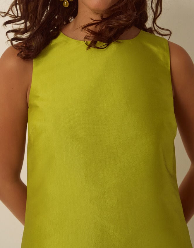 Tansy Sleeveless Taffeta Top, Green (LIME), large