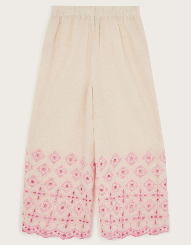 Broderie Wide Leg Pants, Ivory (IVORY), large