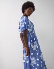 East Lottie Batik Print Midi Dress, Blue (BLUE), large