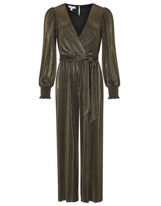 Lillian Plisse Jersey Jumpsuit, Gold (GOLD), large