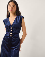 Vana Velvet Sleeveless Midi Dress, Blue (MIDNIGHT), large