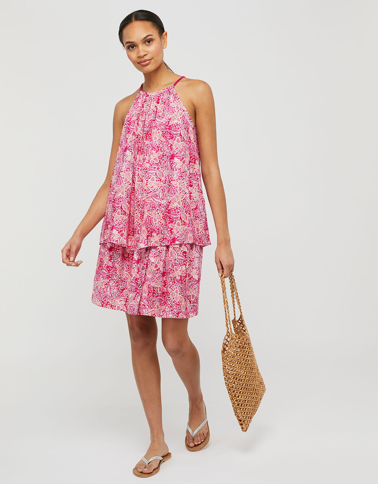 Coco Printed Tassel Cami in LENZING ECOVERO Orange Vests Camisoles And Sleeveless Tops Monsoon Global
