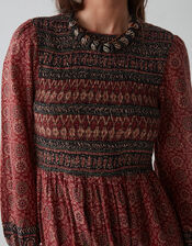 Maison Hotel Print Maxi Dress, Red (RED), large